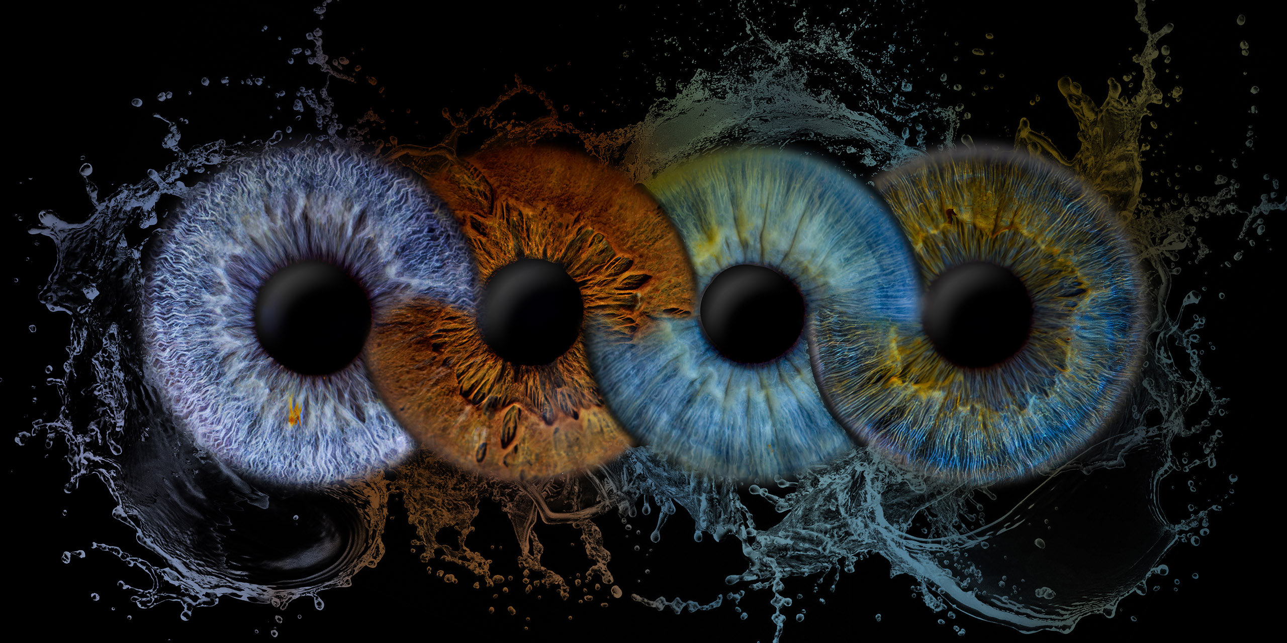 Iris-Fotografie - 4 Iriden - Infinity mit Watersplash